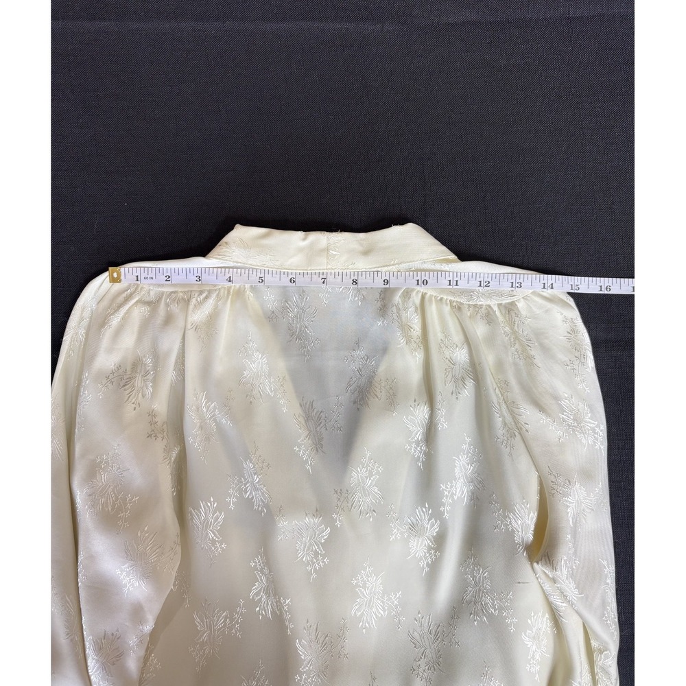 Vintage Ivory Jacquard Blouse Cottagecore Romantic‎ Boho Long Sleeve You Babes - Picture 10 of 16